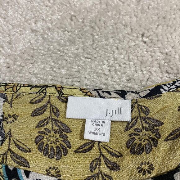 J. Jill Shirt Womens 2X Multicolor Patchwork Floral Tunic 3/4 Sleeve Rayon Boho - Picture 2 of 7